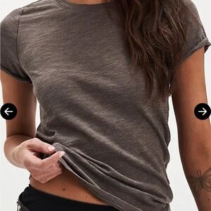 We The Free People Hazy Short Sleeve Tee Shirt Double Espresso Sz XL NWT